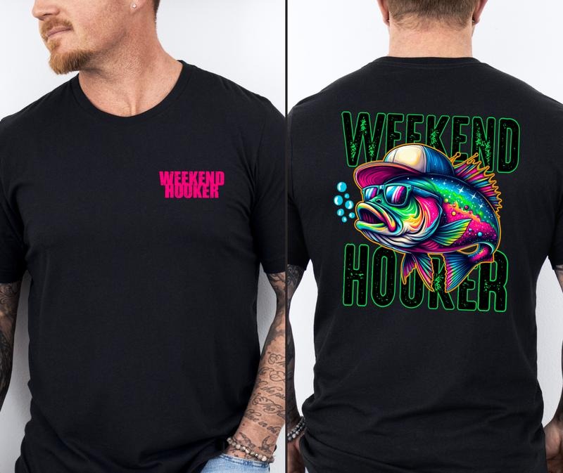 Neon Weekend Hooker Casual Tee Menswear Soft Hoodie, Sweatshirt | InkThreadWorks.com