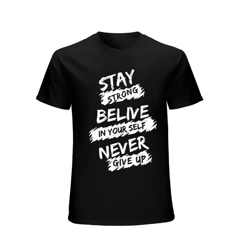 Never Give Up 3D Printing Men'S T-shirt, Casual Creative Short Sleeve Top, Summer Streetwear Men'S Clothing Made in USA...