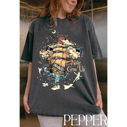 Never Grow Up Comfort Color T-Shirt, Peter Pan Shirt, Tinker Bell, Magic Kingdom T-Shirt, Tinker Bell Shirt, Magical...