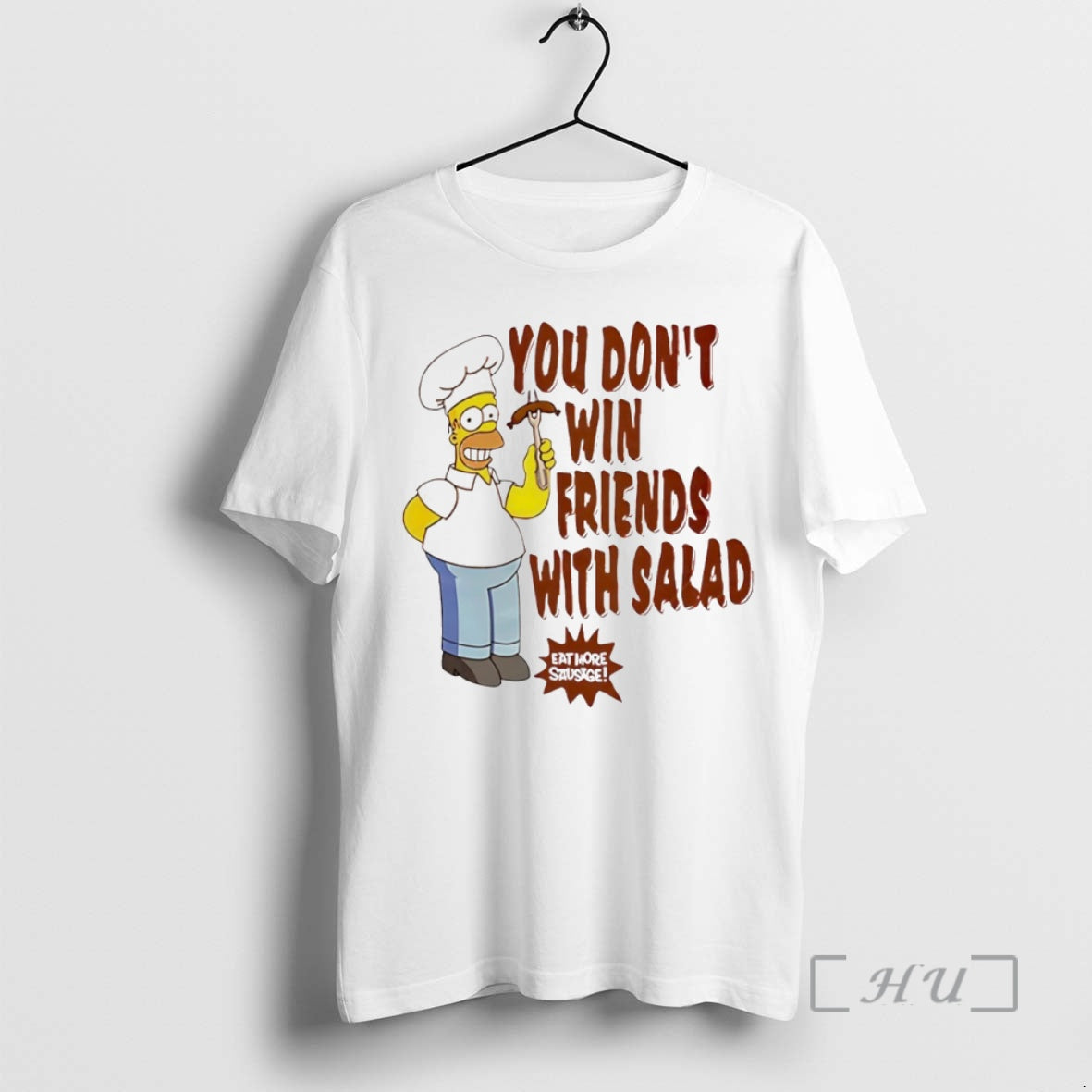 New Homer Simpsons You Dont Win Friends With Salad Circle T-Shirts, Hoodie, Sweatshirt | InkThreadWorks.com