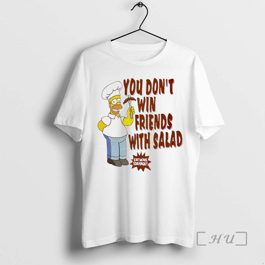 New Homer Simpsons You Dont Win Friends With Salad Circle T-Shirts, Hoodie, Sweatshirt | InkThreadWorks.com