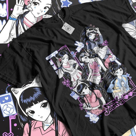 New Jeans Girl Group Anime T-shirt & Sweatshirt, Idol Kpop Cute Waifu Girl Graphic Tee, Vintage Oversized Unisex Streetwear, Fan Gift For Men Women