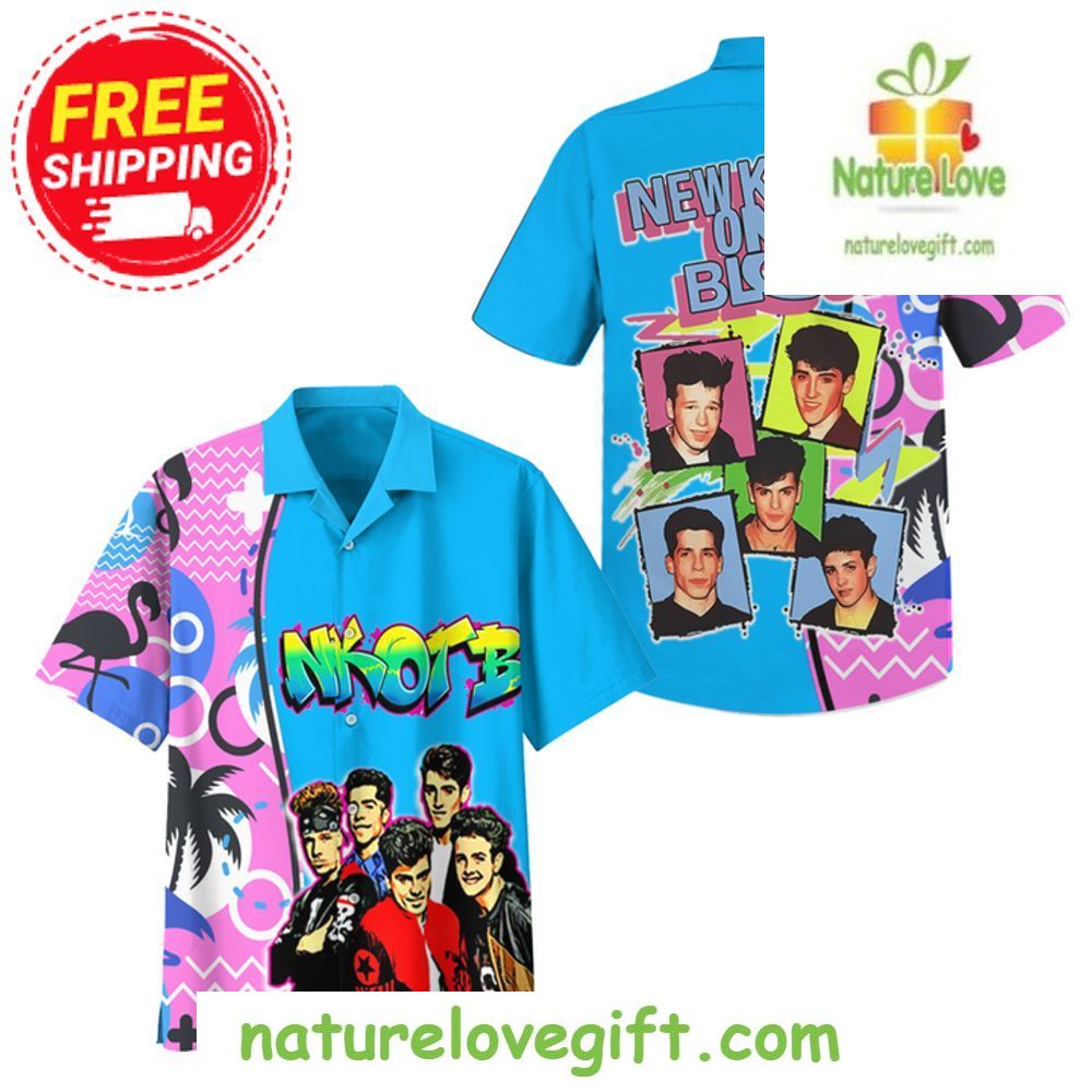 New Kids on the Block Hawaiian Shirt Pink Blue