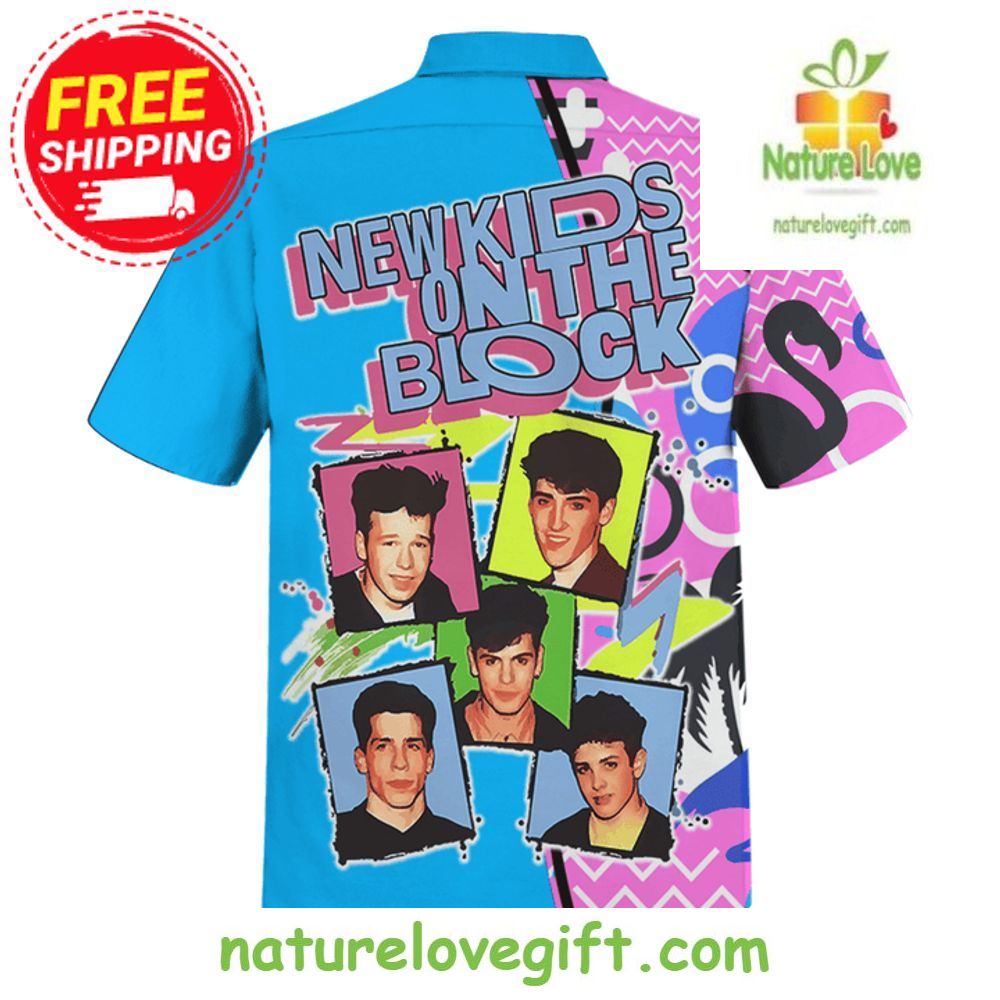 New Kids on the Block Hawaiian Shirt Pink Blue
