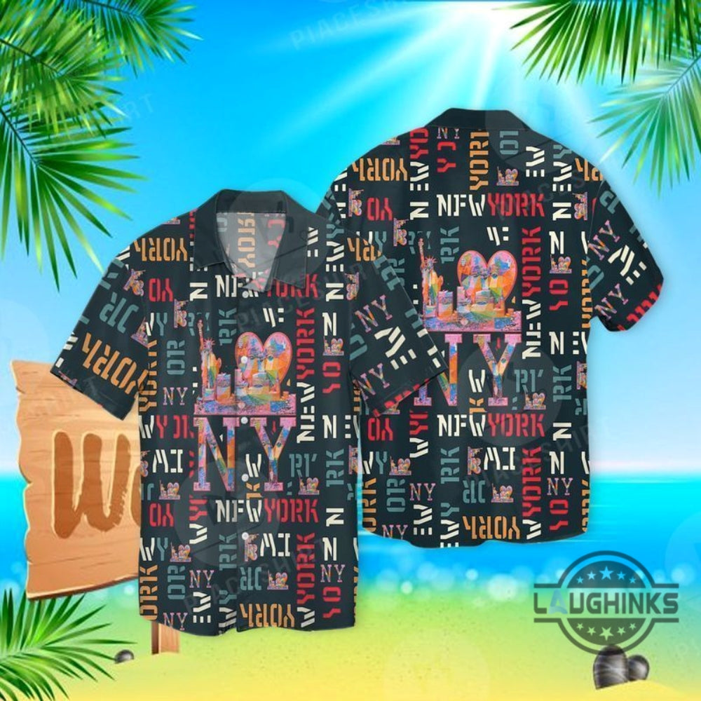 New York 3D Hawaiian Shirt Aloha Summer Beach Button Up Shirts And Shorts