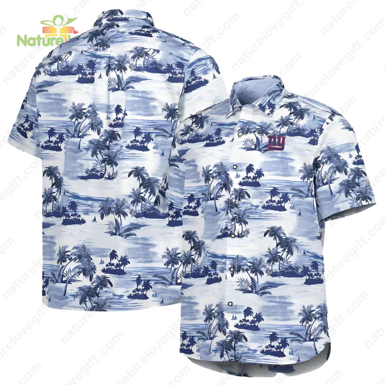 New York Giants Palm Tree Men’s Tropical Button-Down Hawaiian Shirt