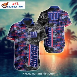 New York Giants Split-Color Palm Tree Aloha Shirt