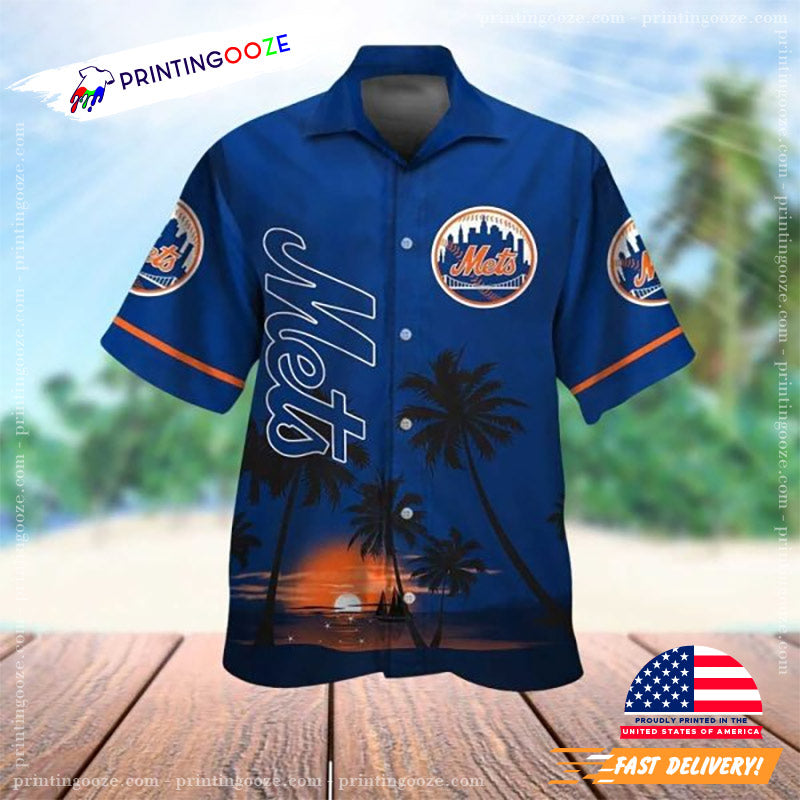 New York Mets Sunset Island Hawaiian Shirt