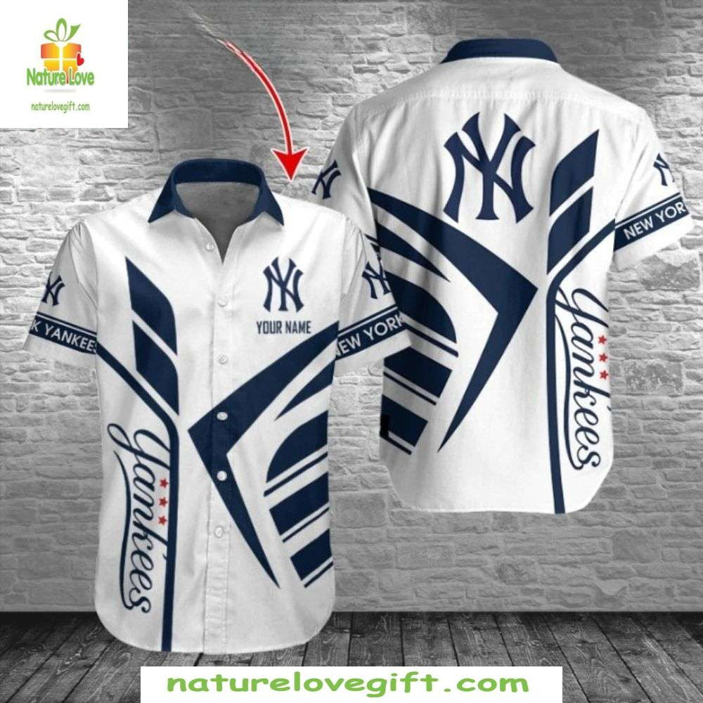 New York Yankees Hawaiian Shirt Stripes Stars Personalized MLB Aloha Shirt