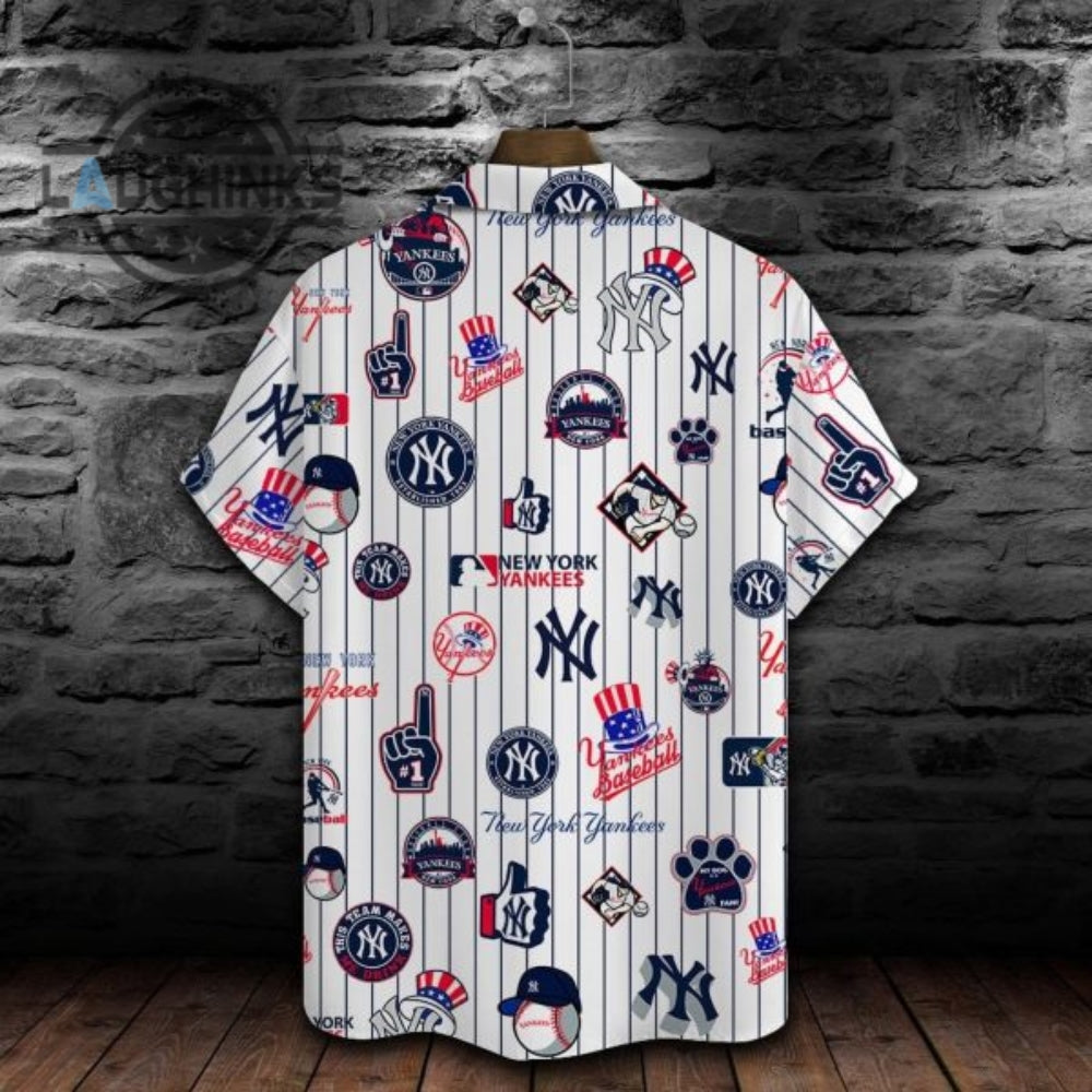 New York Yankees Major League Baseball Print Hawaiian Shirt Ny Yankees Button Up Shirt And Shorts Mlb Baseball Aloha Beach Shirt