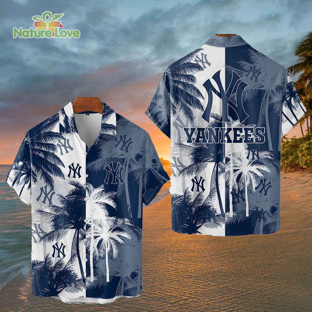 New York Yankees Tropical Palm Trees MLB Hawaiian Shirt
