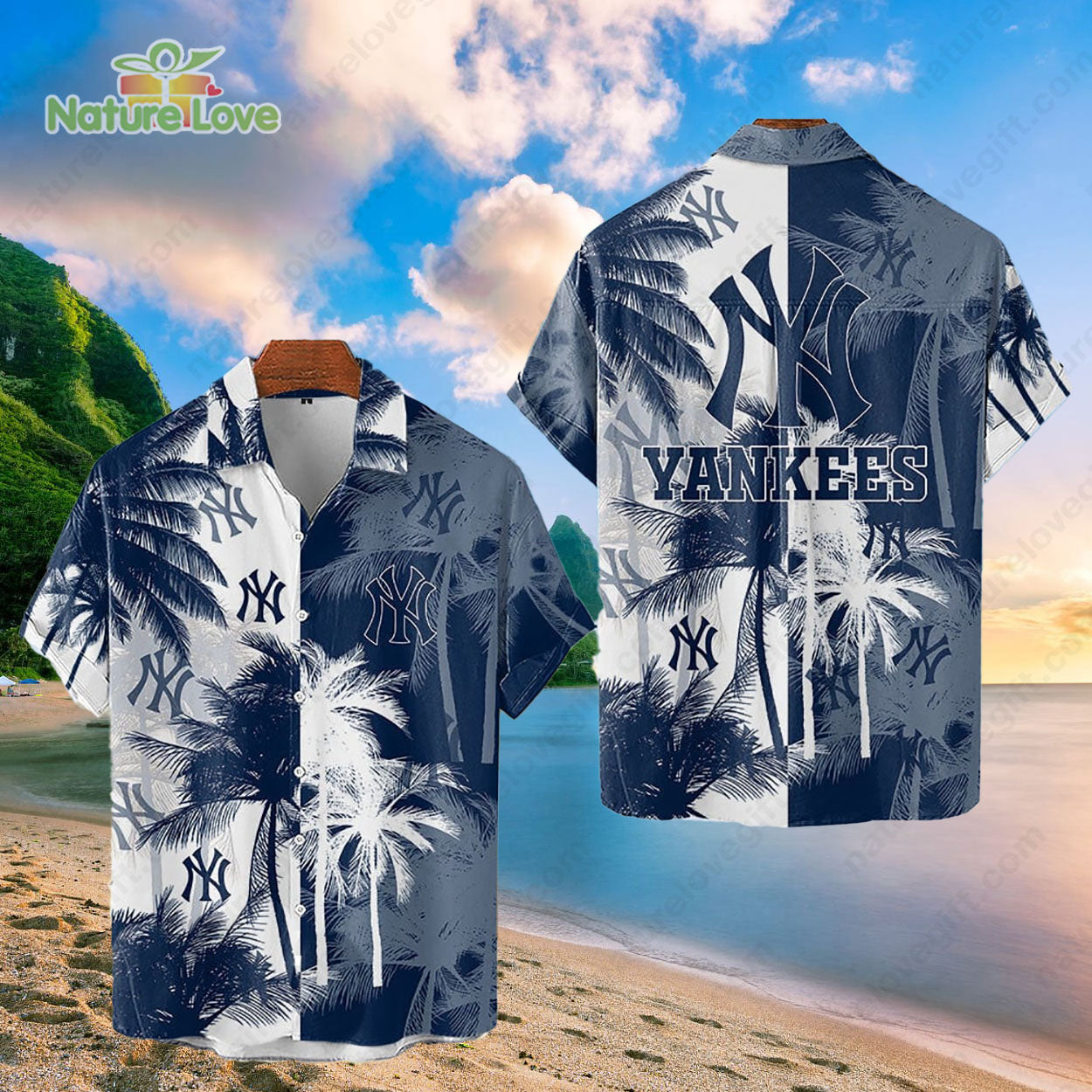 New York Yankees Tropical Palm Trees MLB Hawaiian Shirt