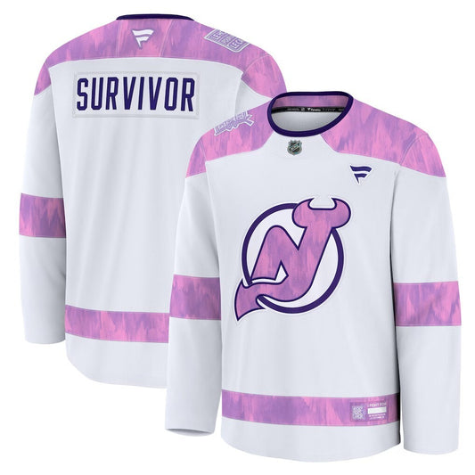 New Jersey Devils Fanatics Hockey Fights Cancer Practice Jersey - White