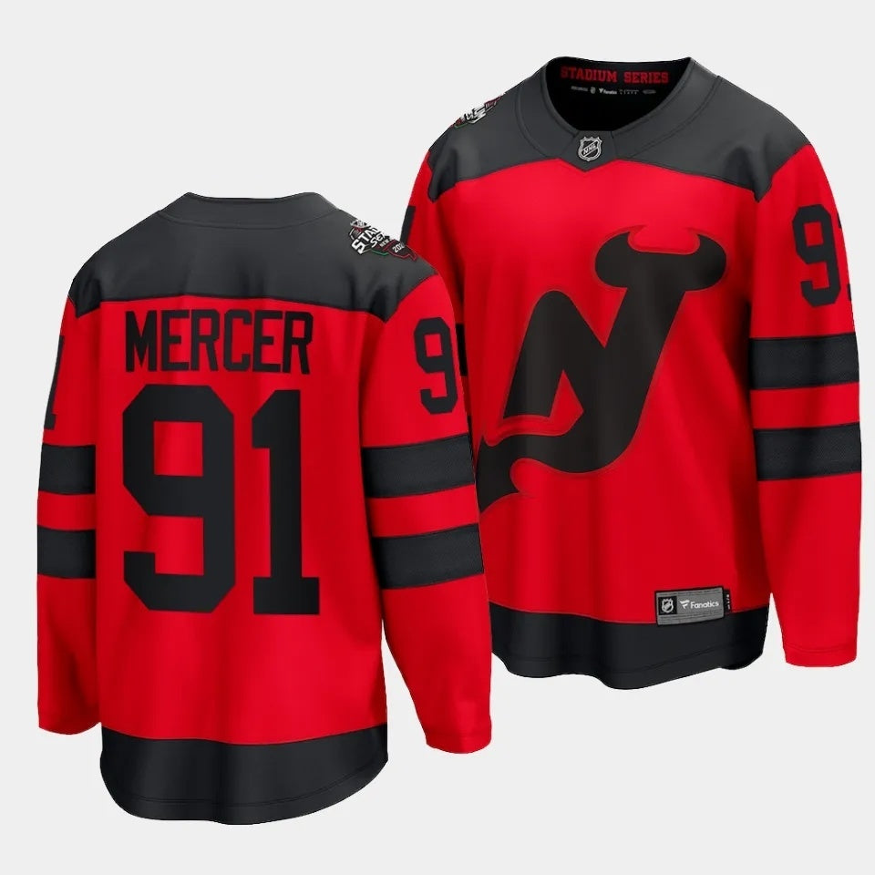New Jersey Devils #91 Dawson Mercer 2024 NHL Stadium Series Jersey Red