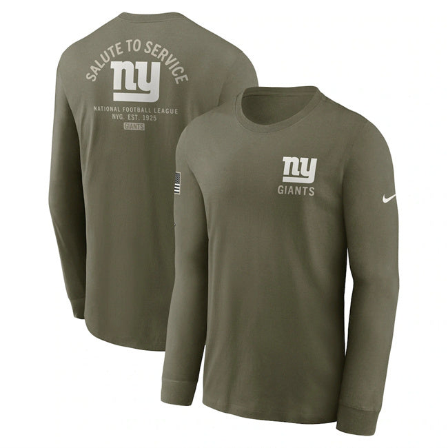 New York Giants Olive 2025 Salute to Service Sideline Long Sleeve T-Shirt