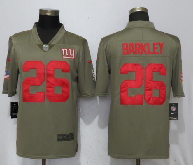 New York Giants #26 Saquon Barkley Olive Salute To Service Limited Jersey