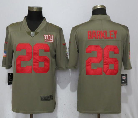 New York Giants #26 Saquon Barkley Olive Salute To Service Limited Jersey