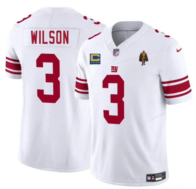 New York Giants #3 Russell Wilson White 2025 F.U.S.E. With 4-star C Patch And