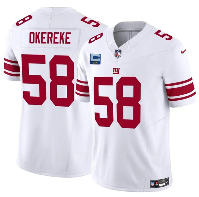 New York Giants #58 Bobby Okereke White 2025 F.U.S.E. With 2-Star C Patch