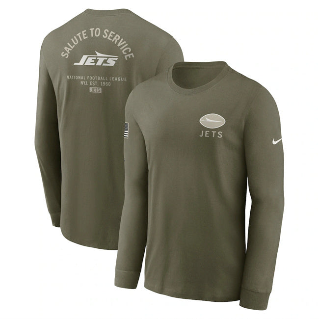 New York Jets Olive 2025 Salute to Service Sideline Long Sleeve T-Shirt