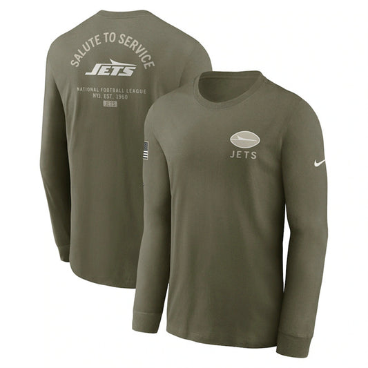 New York Jets Olive 2025 Salute to Service Sideline Long Sleeve T-Shirt