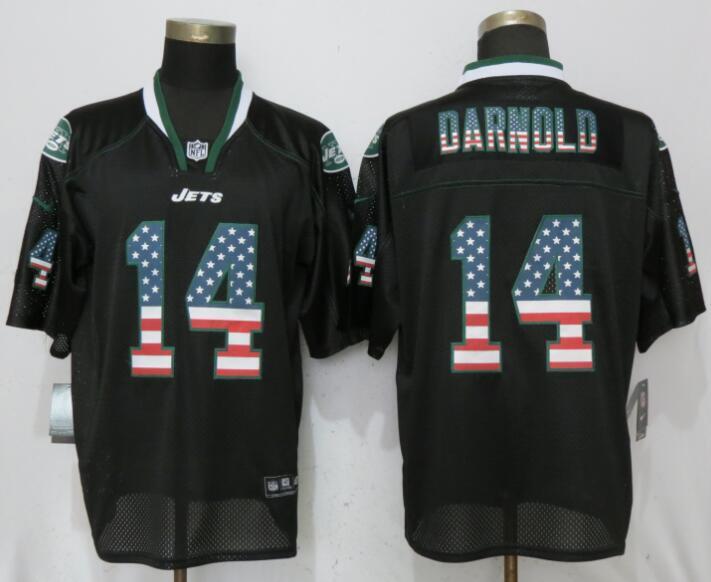 New York Jets #14 Sam Darnold USA Flag Fashion Black Elite Jerseys Style 1