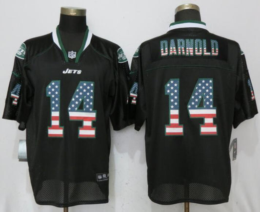 New York Jets #14 Sam Darnold USA Flag Fashion Black Elite Jerseys Style 2