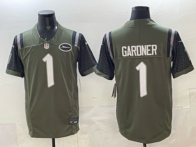 New York Jets #1 Sauce Gardner Jets Retro 5 Edition