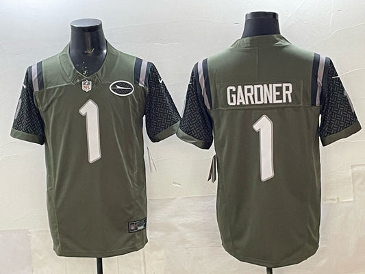 New York Jets #1 Sauce Gardner Jets Retro 5 Edition