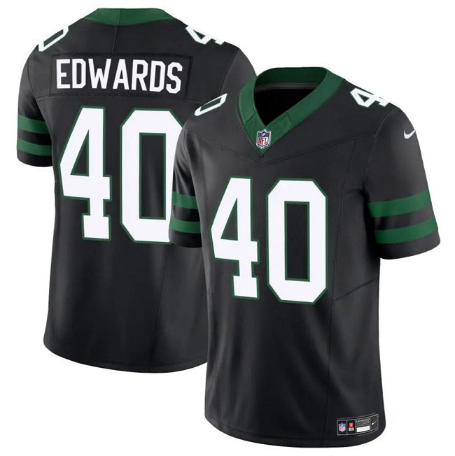 New York Jets #40 Donovan Edwards Black 2025 F.U.S.E. Vapor Untouchable