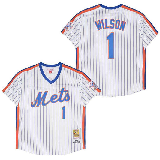 New York Mets #1 MOOKIE WILSON Mets 1 White 1986 Retro