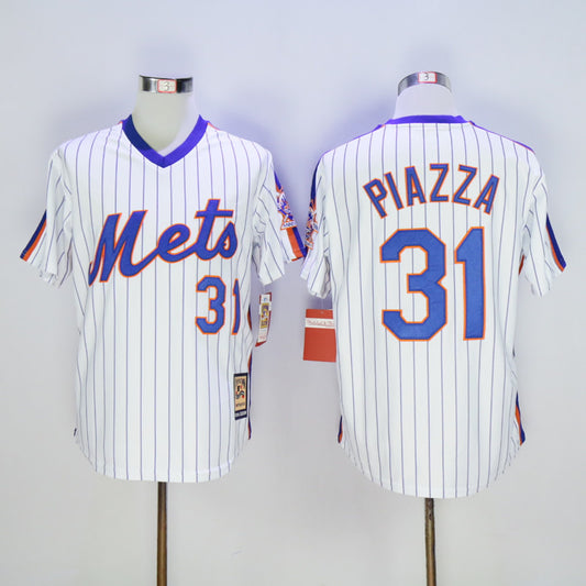 New York Mets #31 Mike Piazza Mets 31 White Pullover Retro Fan Edition