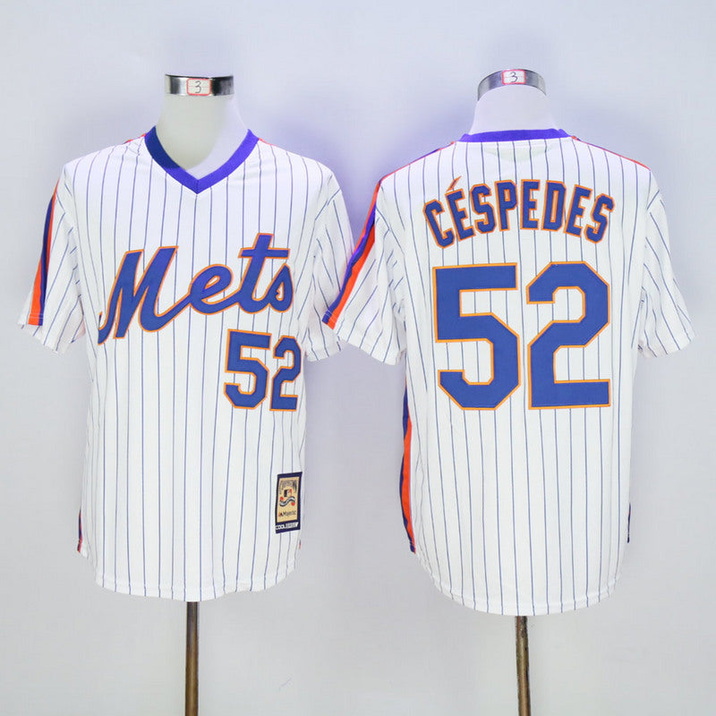 New York Mets #52 Yoenis Cespedes Mets 52 White Pullover Retro New Fabric Fan Edition