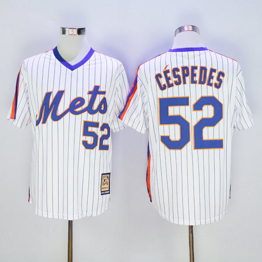 New York Mets #52 Yoenis Cespedes Mets 52 White Pullover Retro New Fabric Fan Edition