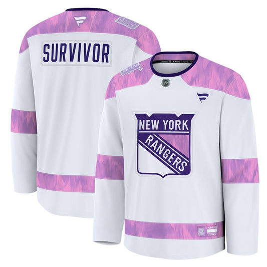 New York Rangers Fanatics Hockey Fights Cancer Practice Jersey - White