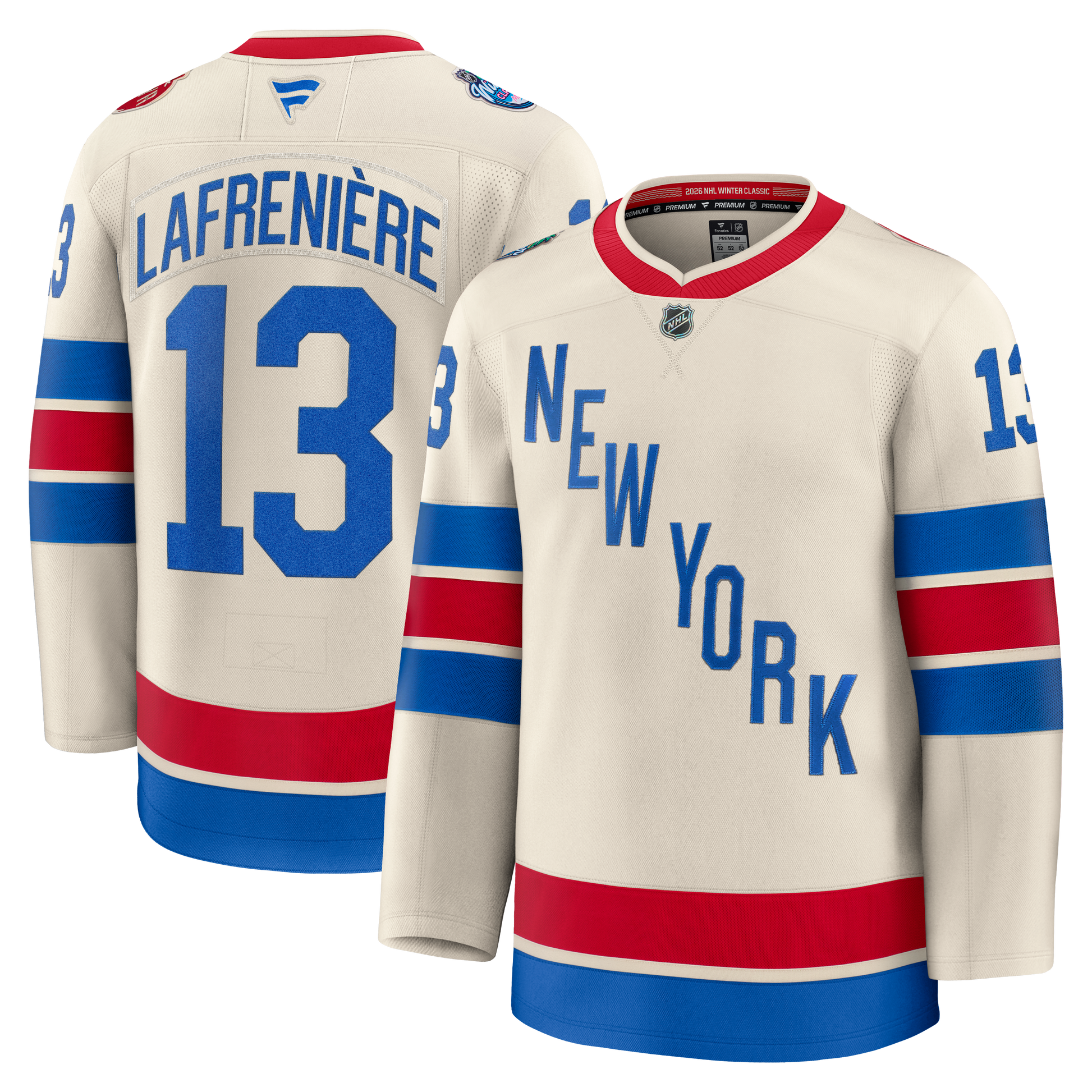 New York Rangers #13 Alexis Lafreniere 2026 NHL Winter Classic Premium Jersey - Beige
