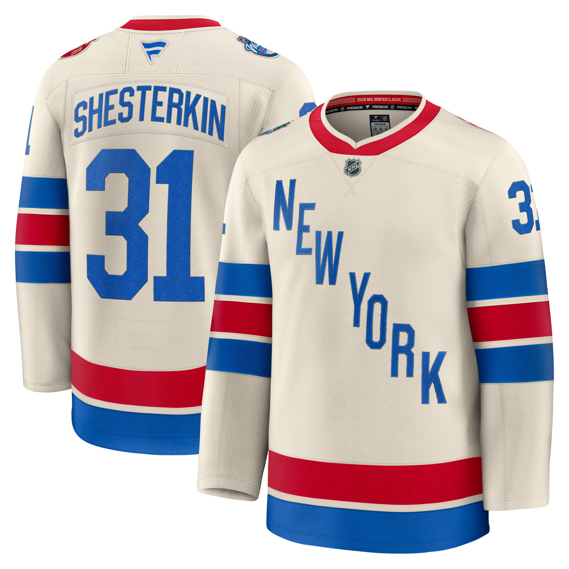 New York Rangers #31 Igor Shesterkin 2026 NHL Winter Classic Premium Jersey - Beige
