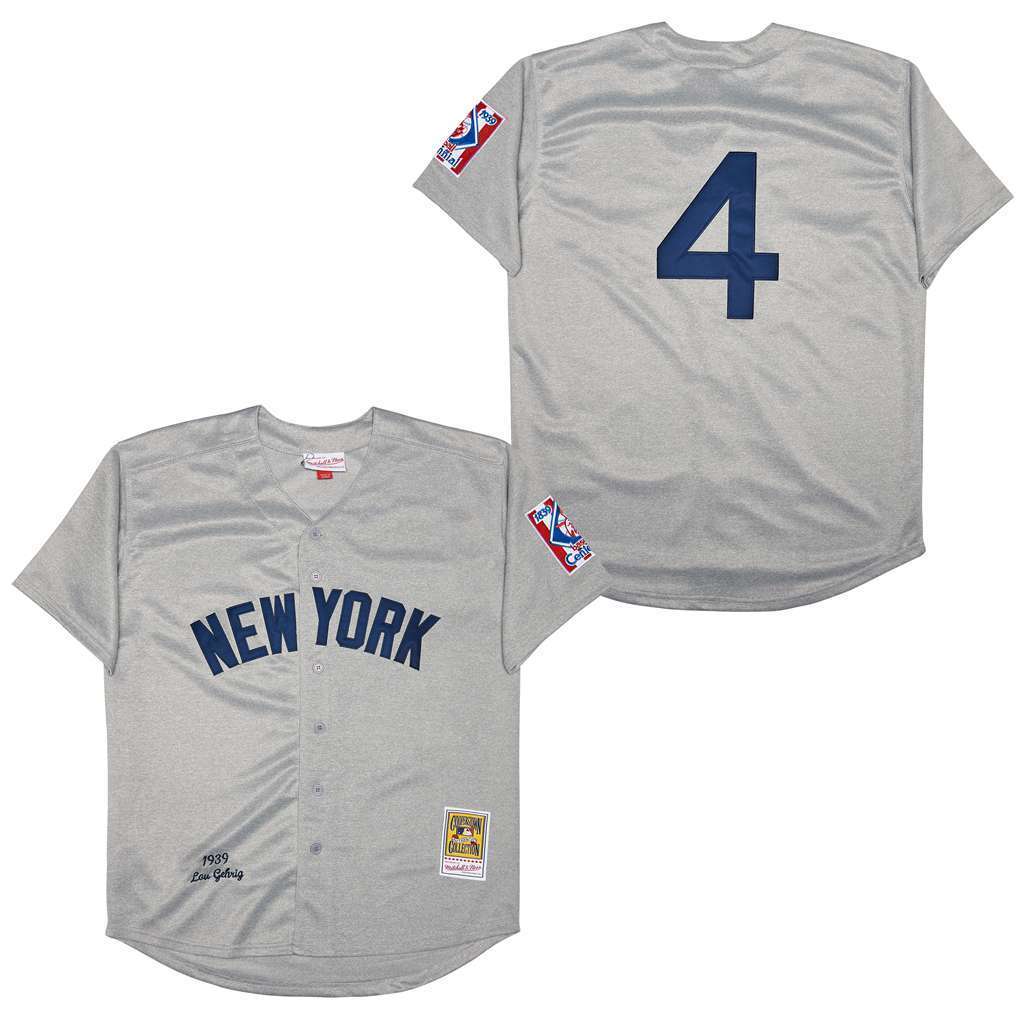 New York Yankees #4 Lou Gehrig Yankees 4# Hemp Gray 1939 Retro