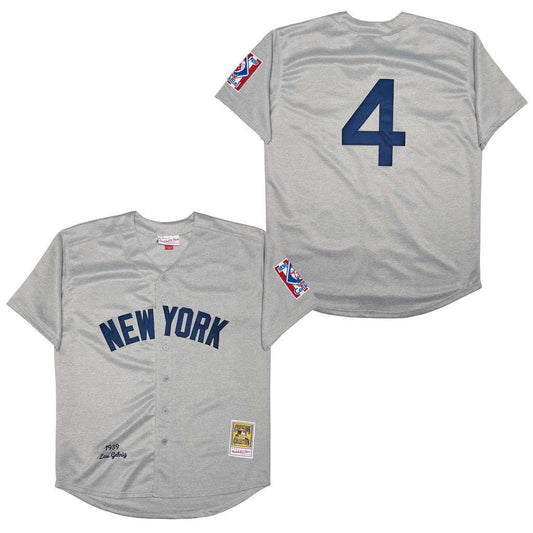New York Yankees #4 Lou Gehrig Yankees 4# Hemp Gray 1939 Retro