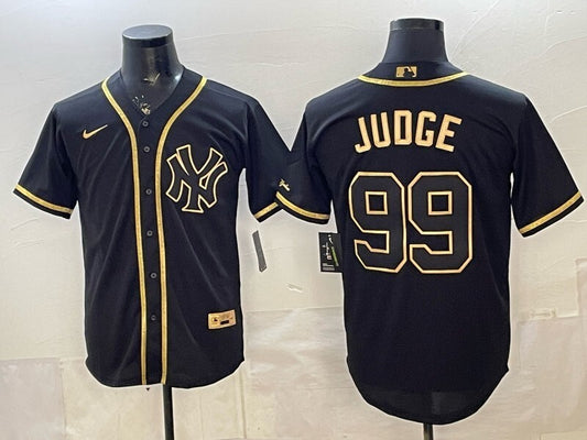 New York Yankees #99 Aaron Judge Yankees Retro Gold Text