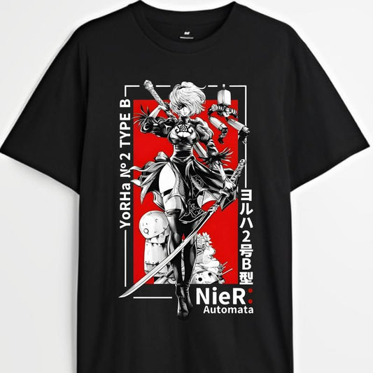 Nier Automata T-Shirt & Sweatshirt, 2B YoRHa Waifu Graphic Tee, Anime Manga Lover Gifts