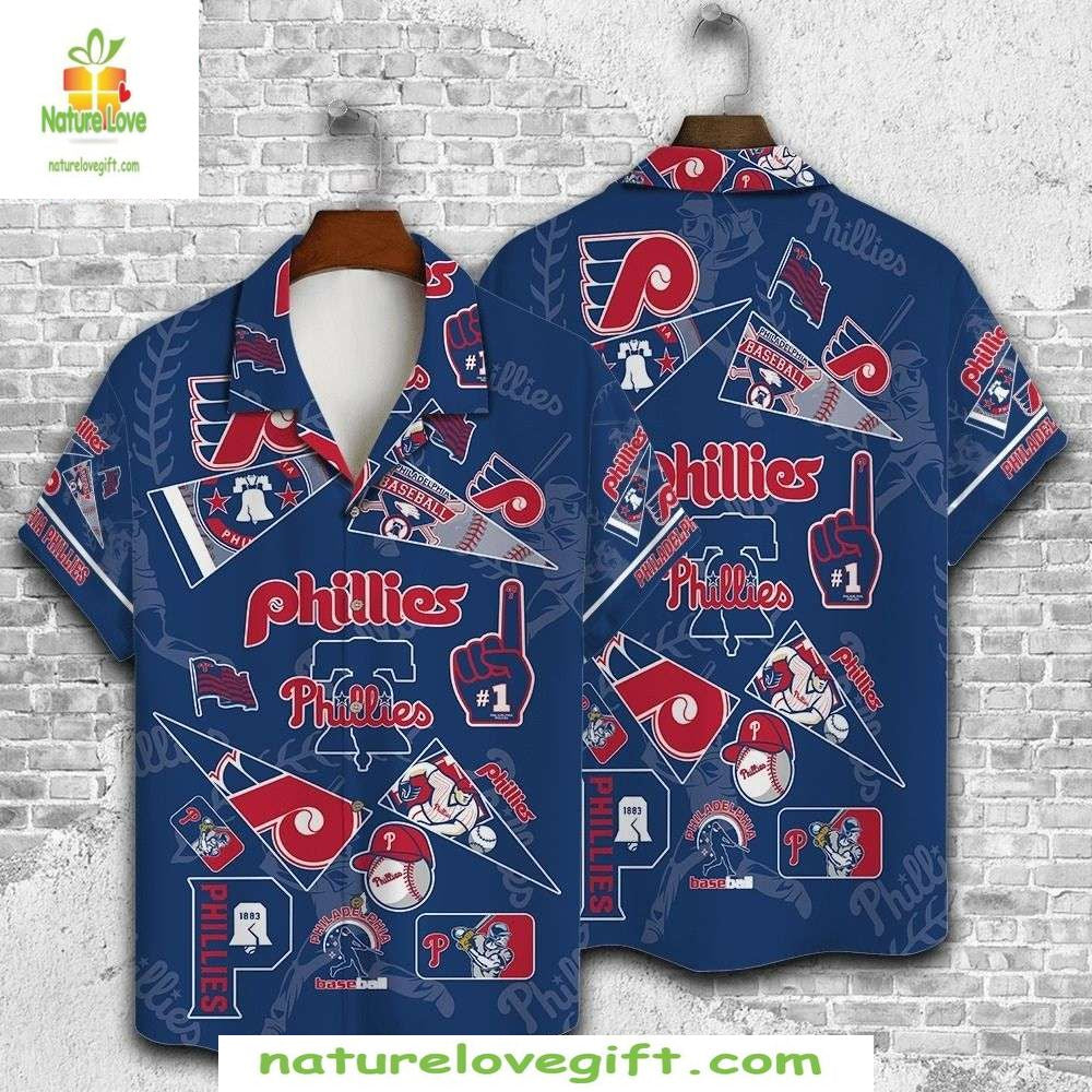 Philadelphia Phillies Hawaiian Shirt Night Game Blue Tropical Baseball Apparel