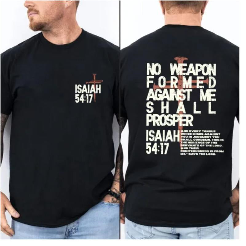 No Weapon Formed Against Me Shall Prosper Tee Pure Cotton Casual Street Style Crew Neck Short Sleeve T-Shirt Tops Trendy...