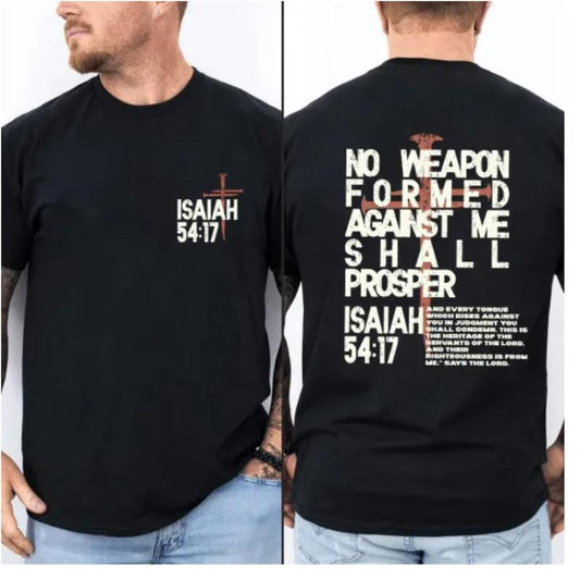 No Weapon Formed Against Me Shall Prosper Tee Pure Cotton Casual Street Style Crew Neck Short Sleeve T-Shirt Tops Trendy...