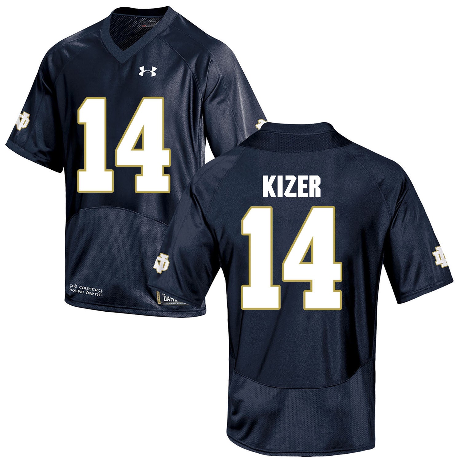 Norte Dame Fighting Irish Kizer 14 Football Jersey - Navy Blue
