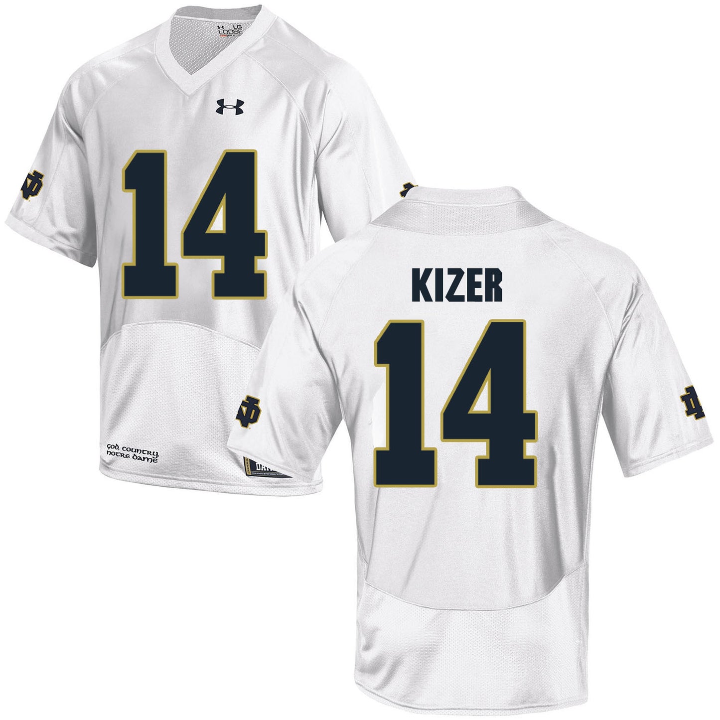 Norte Dame Fighting Irish Kizer 14 Football Jersey - White