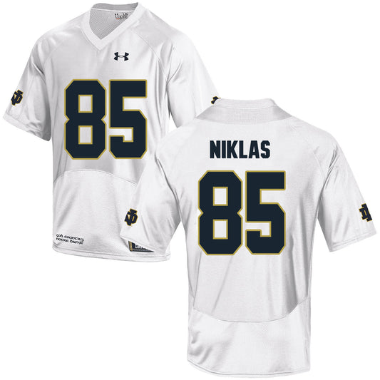 Norte Dame Fighting Irish Niklas 85 Football Jersey - White
