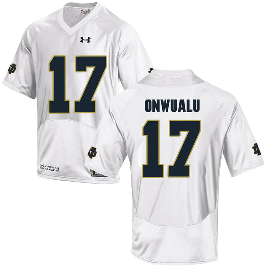 Norte Dame Fighting Irish Onwualu 17 Football Jersey - White