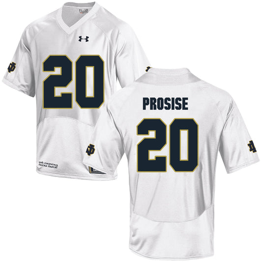 Norte Dame Fighting Irish Prosise 20 Football Jersey - White