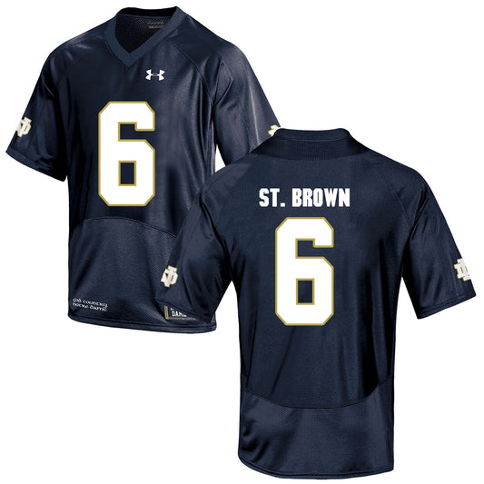 Norte Dame Fighting Irish St. Brown 6 Football Jersey - Navy Blue
